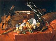 Cristoforo Munari Stilleben mit Musikinstrumenten und Fruchten Sweden oil painting artist